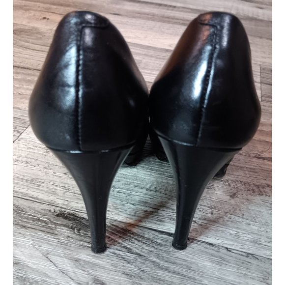 Nine West 8.5 Black Quabree Platform Pump Business Event Occasion Leather Heels - Picture 5 of 6